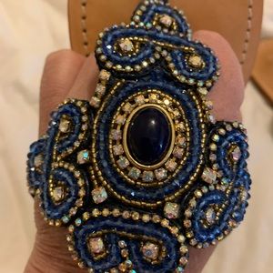 Navy Mystique beaded sandals.